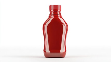 Red ketchup bottle, studio shot, white background, food packaging design