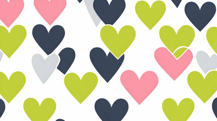 Bold Valentines card in navy, hot pink, and neon lime hearts, geometric patterns, plus copy space for daring declarations of love.