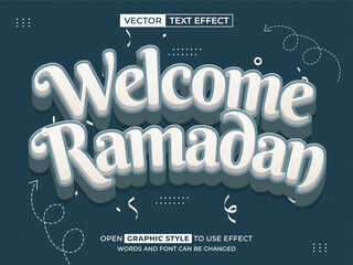 welcome ramadan editable text, font effect, 3d text for title