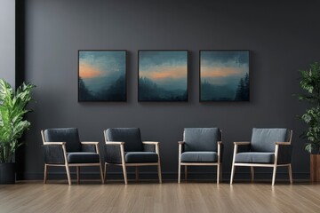 Modern Living Room Design with Artistic Wall Decor and Seating