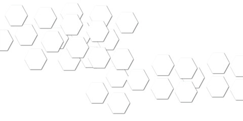 Geometric technology white hexagon background. Abstract vector illustration Science technology and medical concept hexagon on transparent background.