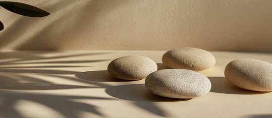Serene Stones: A Minimalist Still Life of Smooth Stones and Gentle Shadows