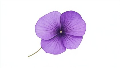 A delicate purple flower with intricate petals against a clean white background, symbolizing beauty and tranquility
