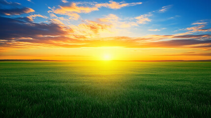 Tranquility Captured Sunset Colors and Lush Grass Fields