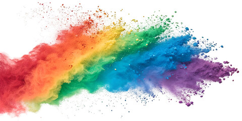 rainbow colored paint powder splash isolated on transparent background