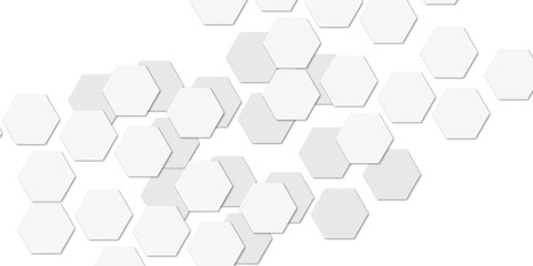 Abstract technology white and grey geometric hexagon shape on transparent background vector.