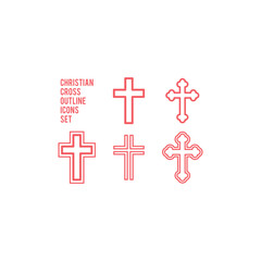 Obraz premium Christian cross vector symbol flat style. Religion cross icons set illustration.