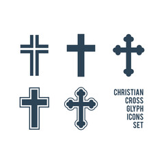 Christian cross vector symbol flat style. Religion cross icons set illustration.