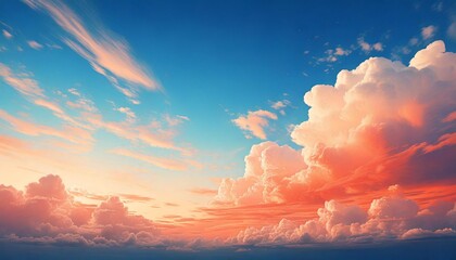 illustration clear sky at the sunset in the natural background