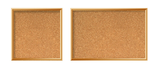 Cork board with wood frame. Empty corkboard with brown texture on transparent background. Business noticeboard. Vector