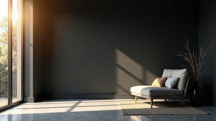 Sunlit Minimalist Interior Design Featuring a Modern Chaise Lounge and Simple Decor