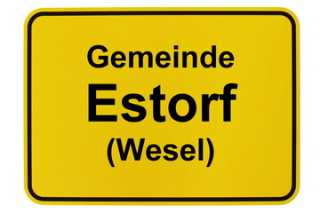 Illustration eines Ortsschildes der Gemeinde Estorf (Wesel) in Niedersachsen