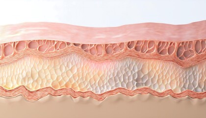 illustration detail of human skin layers, showcasing the epidermis, dermis, and hypodermis as educational media, posters, banners, biology.
