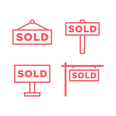 Sold vector icons set, sold out symbol. Modern, simple flat vector illustration for web site or mobile app.