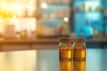 Soft Light Pharmacy Display with Insulin Vials