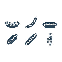 Hot dog icons set. Bun with sausage vector sign.