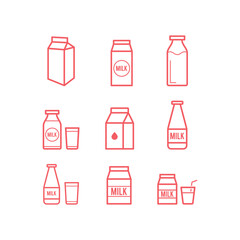 Dairy vector icons set. Milk isolated vector.