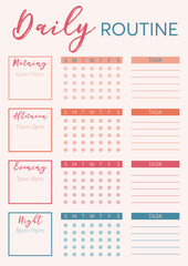 Daily routine  planner template, to do list, goals, notes, notebook page