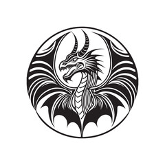 Dragon line art tattoo logo t-shirt vector silhouette illustration art