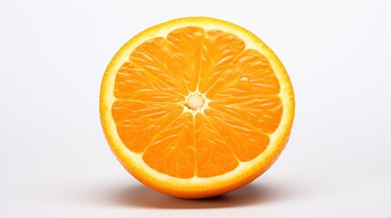 Fototapeta premium Orange Slice Isolated on White Background, Vibrant Citrus Fruit with Bright Color and Natural Texture, Perfect for Healthy Eating and Cooking Themes