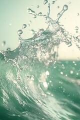 A close-up of the splash created by an underwater wave, capturing its intricate details and dynamic movement