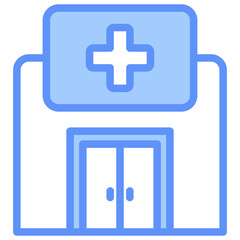Obraz premium Hospital Icon Outline Blue