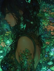 A Woman Embraces Nature In A Green Forest