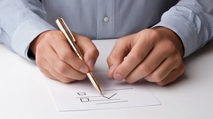 Close view of a hand coloring a check mark on a task list while pointing at an empty section in a document for planning