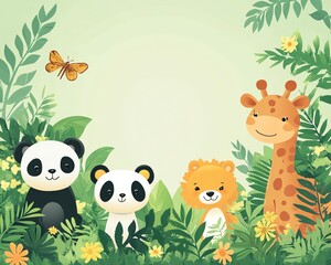 Naklejka premium A peaceful World Wildlife Day concept with animals surrounded by flourishing nature