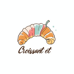 elegant illustration of croissant isolated on white