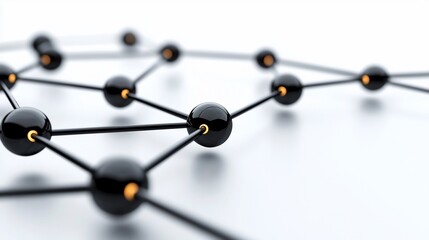 Obraz premium Abstract network connection, black spheres and lines.