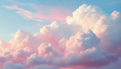 Soft pink and white clouds illuminated by the setting sun create a serene sky at twilight