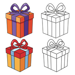 A Colorful Gift Boxes vector illustration with white background 