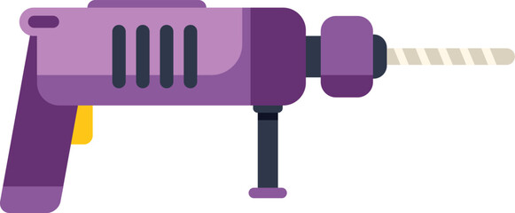 Purple electric drill with black handle for drilling holes in concrete and other surfaces during renovation