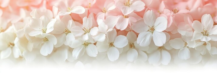 Gentle Springtime Romance Delicate Pink and White Cherry Blossoms in Soft Focus, Banner Format