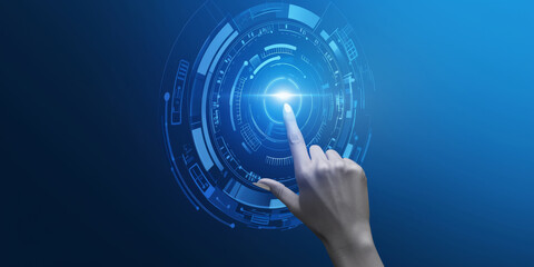 Futuristic Digital HUD Interface with Touch Interaction