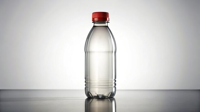 Silhouette of Empty 200ml Plastic Bottle with Red Cap, Isolated on White Background - 3D Render