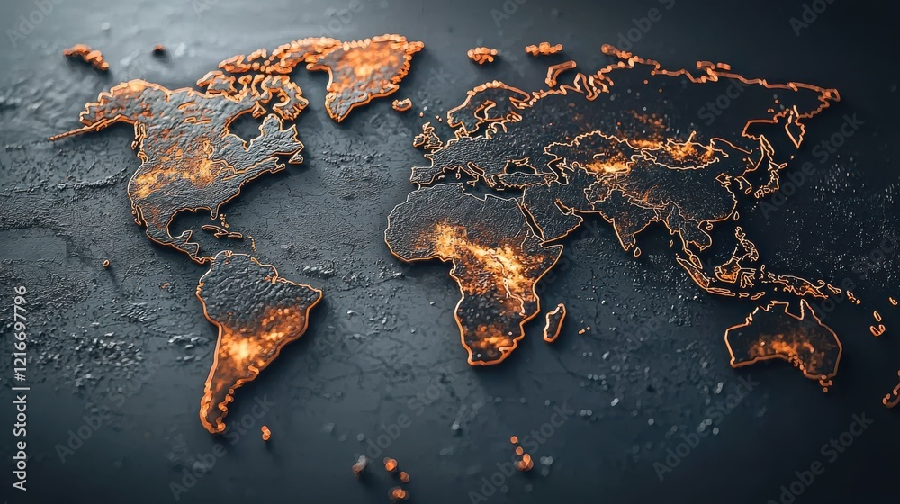 Poster analyzing viral spread across a dark-themed world map a visual representation of pandemic impact glo