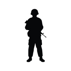 Abstract silhouette of a  solider and force. Vector illustration. 
 