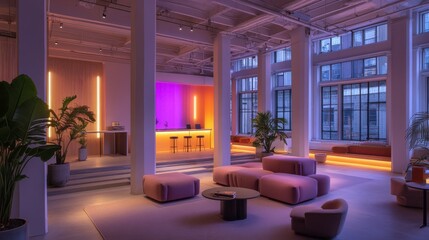 Modern Office Event Space with Bright Lighting