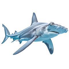 Fototapeta premium Swimming hammerhead shark isolated on a white background