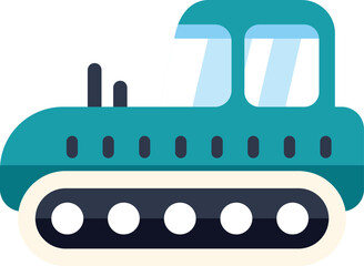 Green bulldozer driving with a continuous track system isolated on a white background © anatolir