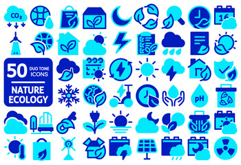 50 duo tone nature and ecology icon