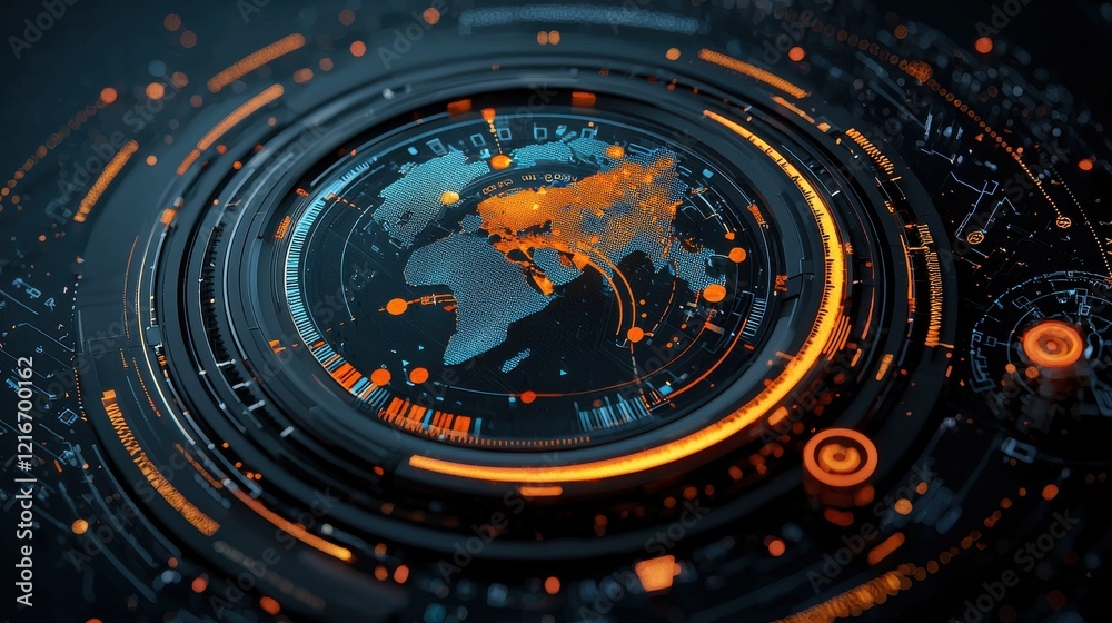 Aufkleber Analyzing pandemic hotspots in a futuristic data visualization framework global interactive map digital environment comprehensive insight