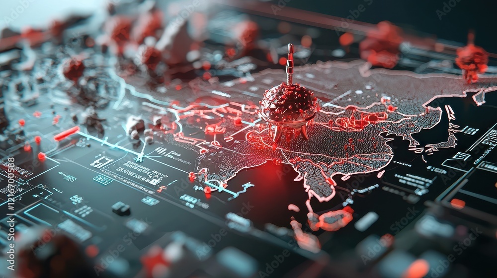 Poster Futuristic pandemic response mapping outbreak patterns and standards global overview digital interactive visualization scientific perspective future preparedness