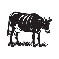 Fototapeta premium cow silhouette, black and white silhouette, vector and&nbsp;illustration