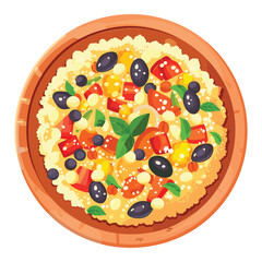 elegant illustration of Indian style vegetable biryani on a clay pot