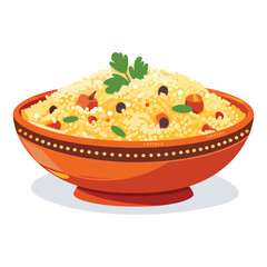 elegant illustration of Indian style vegetable biryani on a clay pot