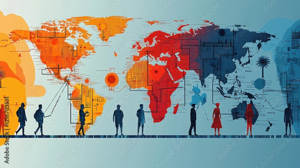 Aufkleber Mapping pandemic spread world heat zones global analysis data visualization health environment geographic insights on viral outbreaks