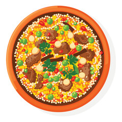 elegant illustration of Indian style chicken biryani on a clay pot